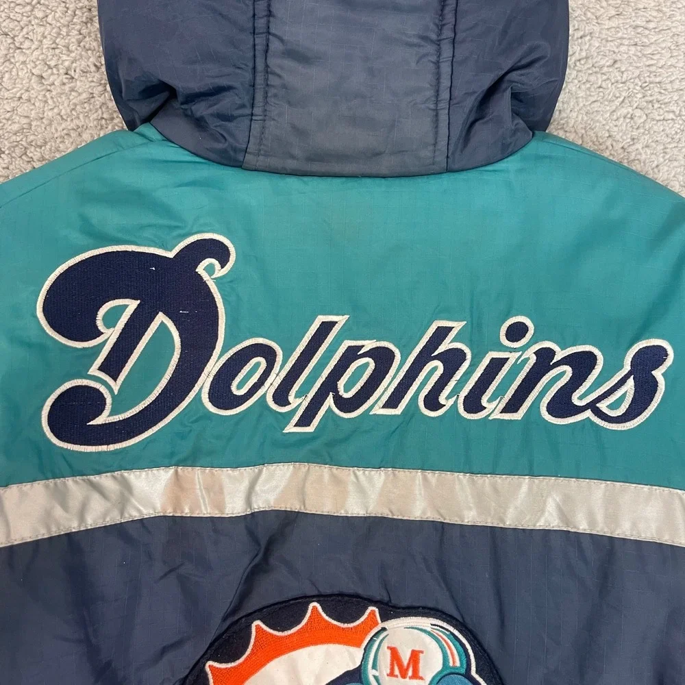 Pro Player Vtg 90's Kids Youth Large Miami Dolphins NFL Reversible Puffer Jacket